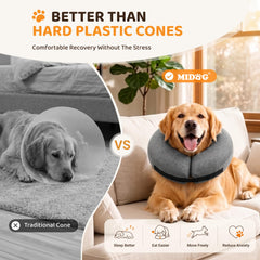 MIDOG inflatable dog collar shown from the side to display its rounded profile.