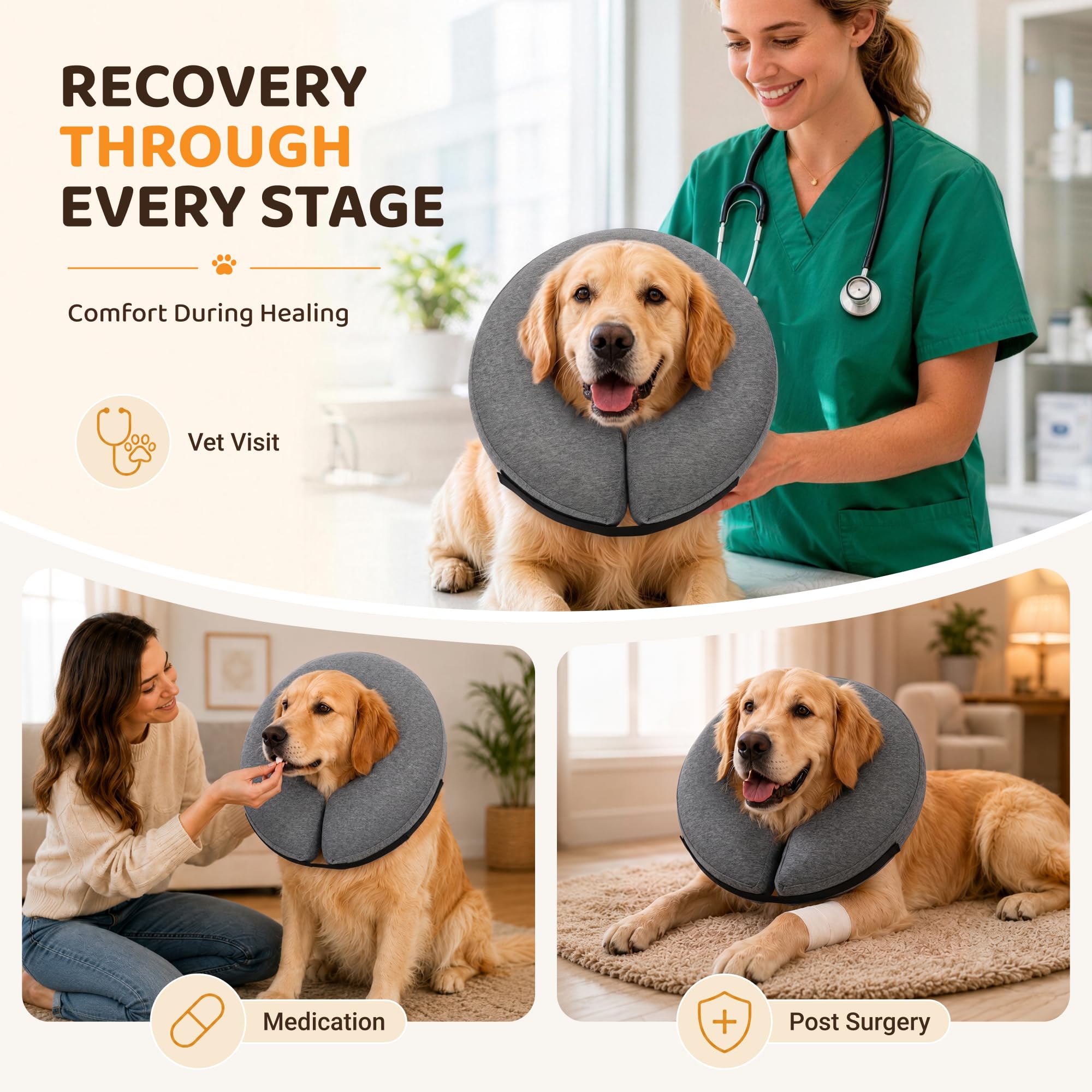 MIDOG inflatable dog collar shown during inflation through its valve.