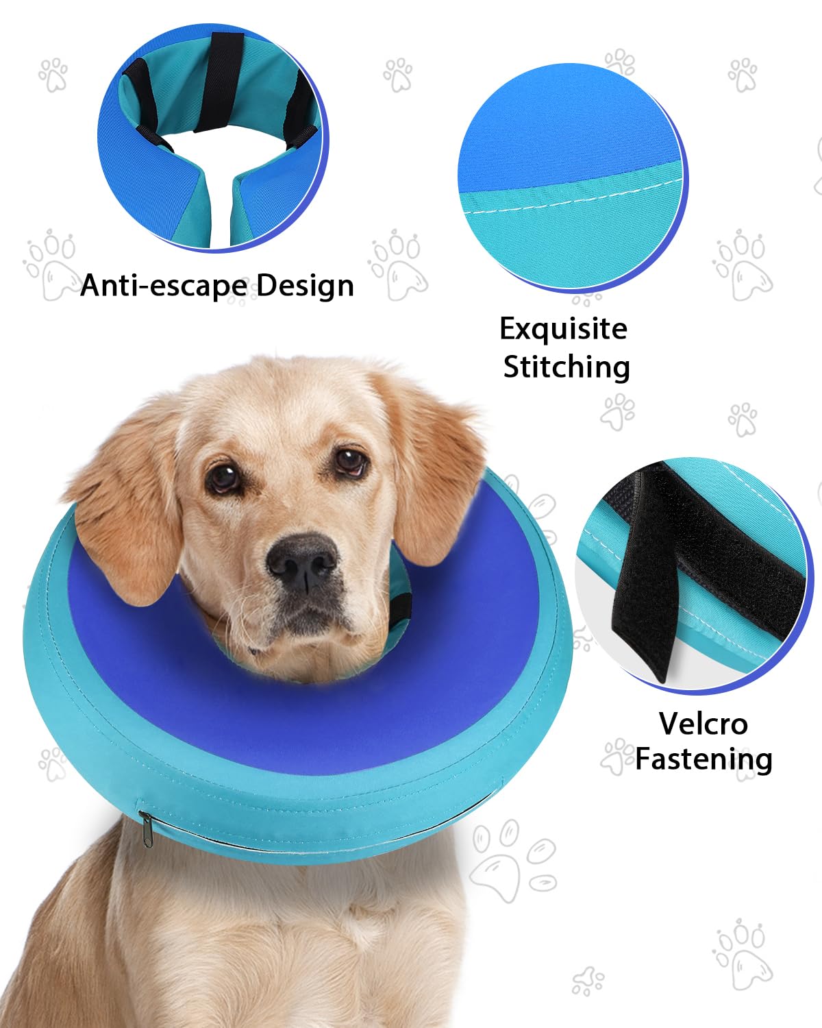 MIDOG inflatable dog cone adjustable buckle detail.