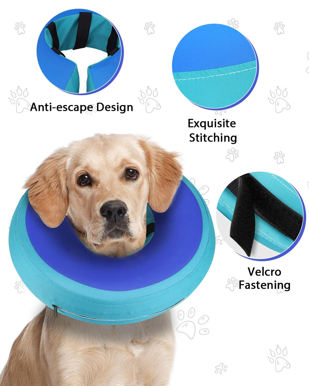 MIDOG inflatable dog cone adjustable buckle detail.