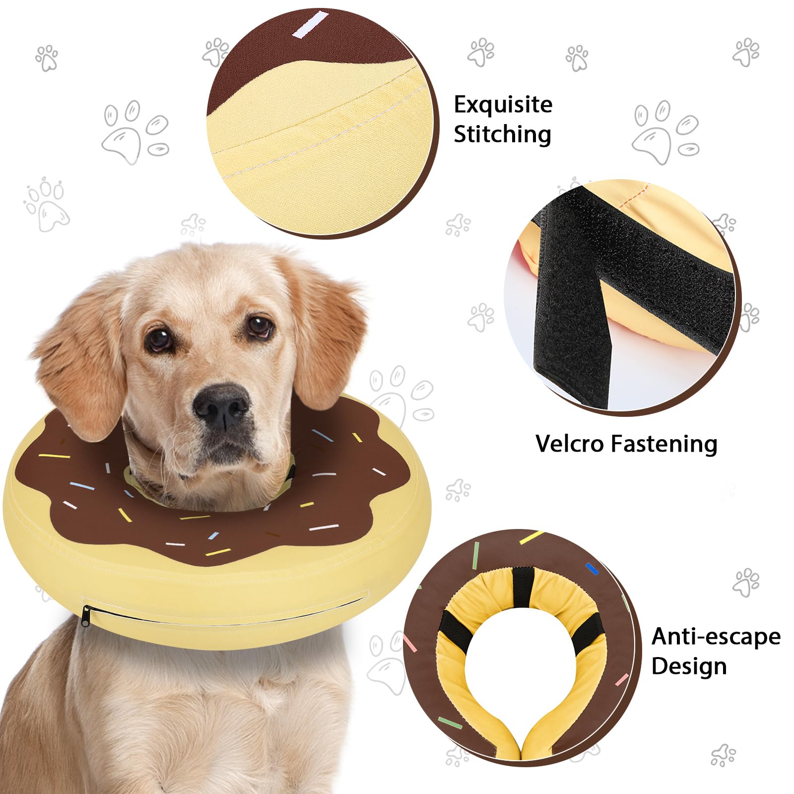 MIDOG inflatable dog cone with its adjustable buckle in close view.