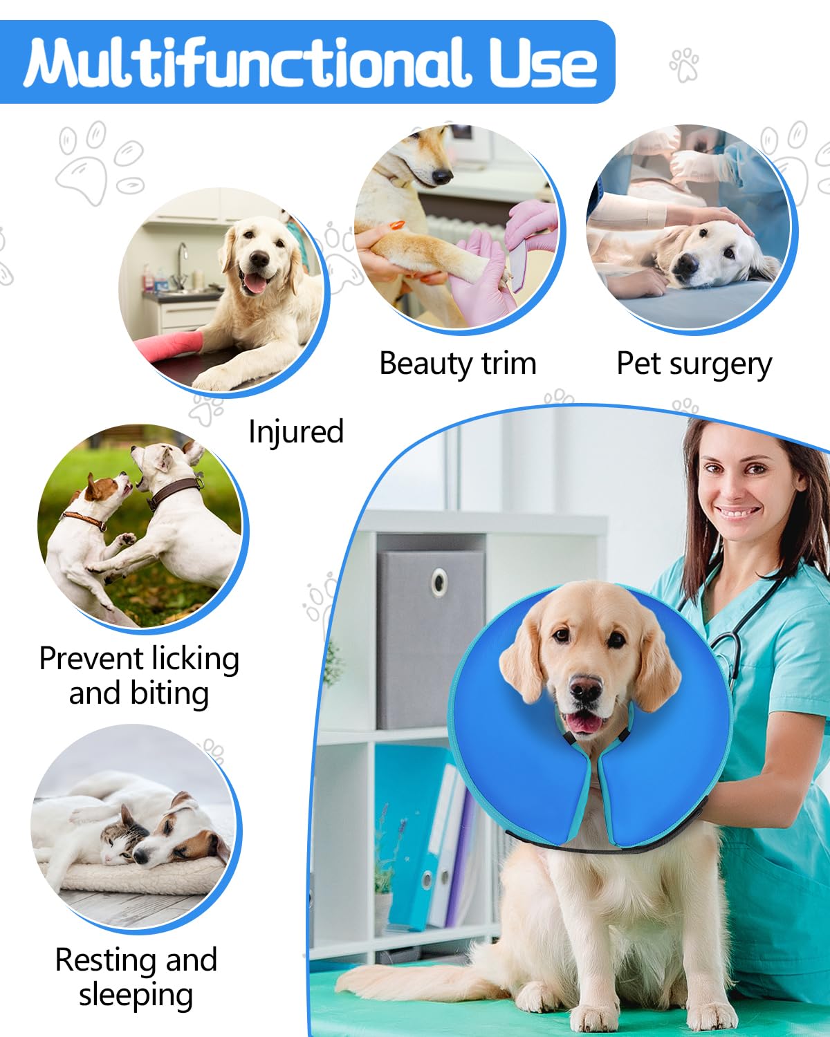 MIDOG inflatable dog cone deflated for compact storage.