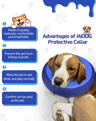 MIDOG Inflatable Dog Cone shown in its donut-shaped profile.