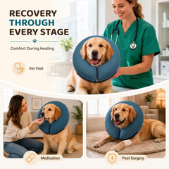 MIDOG Inflatable Dog Cone shown during inflation through its valve.