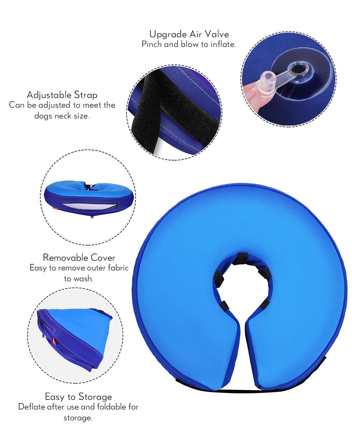 MIDOG Inflatable Dog Cone inner loops for threading a dog's everyday collar.