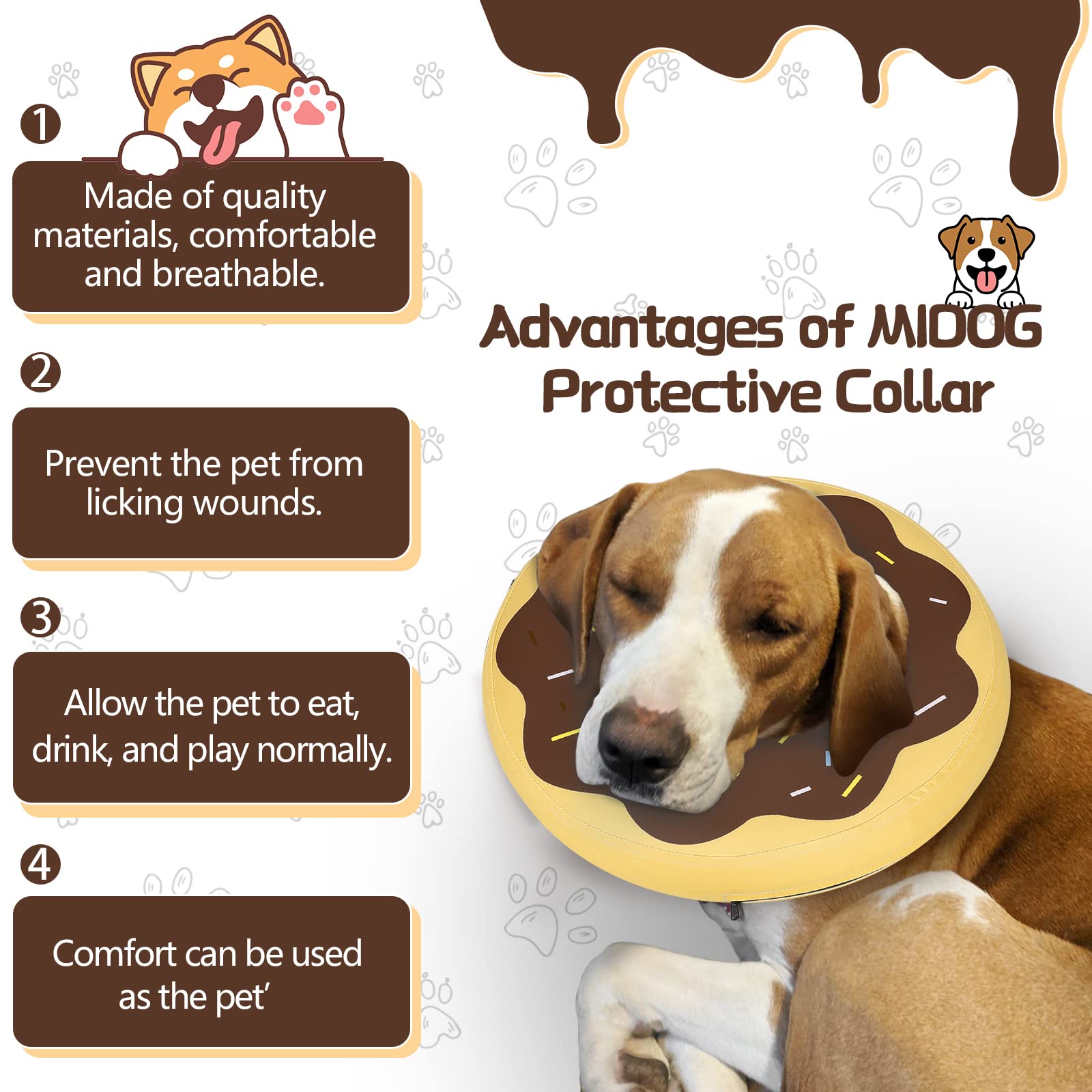 MIDOG inflatable dog cone showing the inner collar loops.
