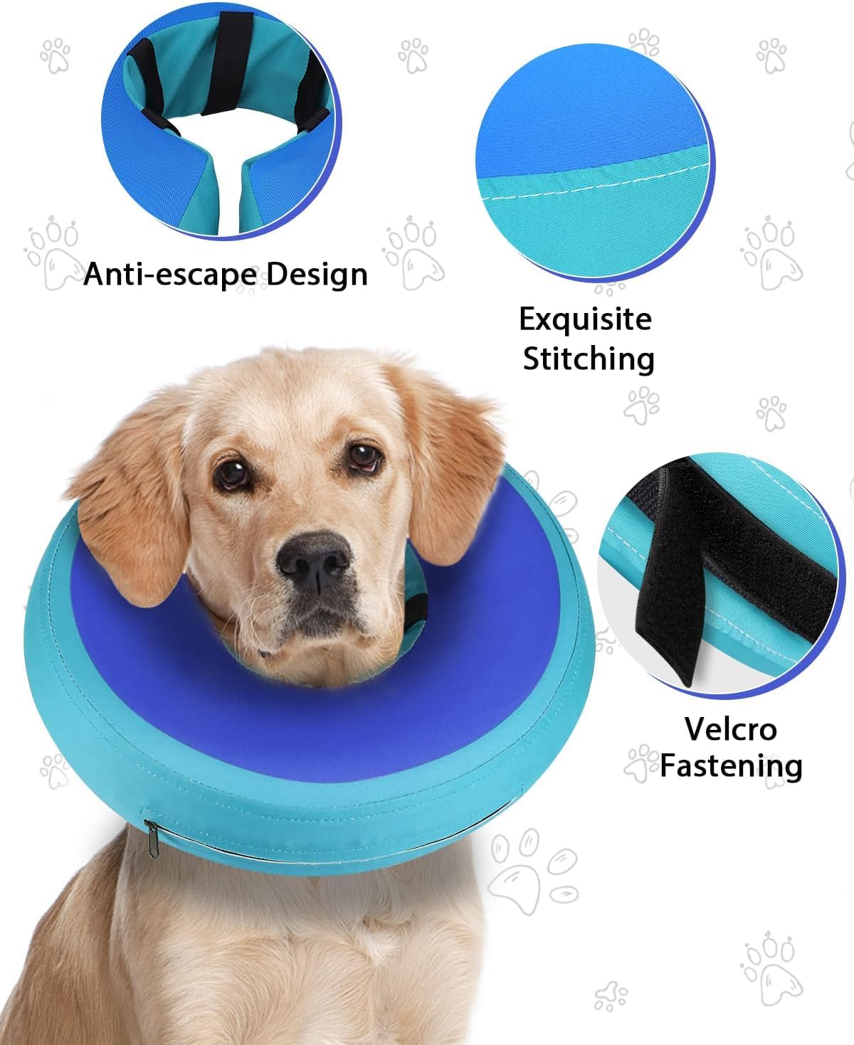 MIDOG Inflatable Dog Cone shown on a resting dog, as the collar can serve as a pillow.