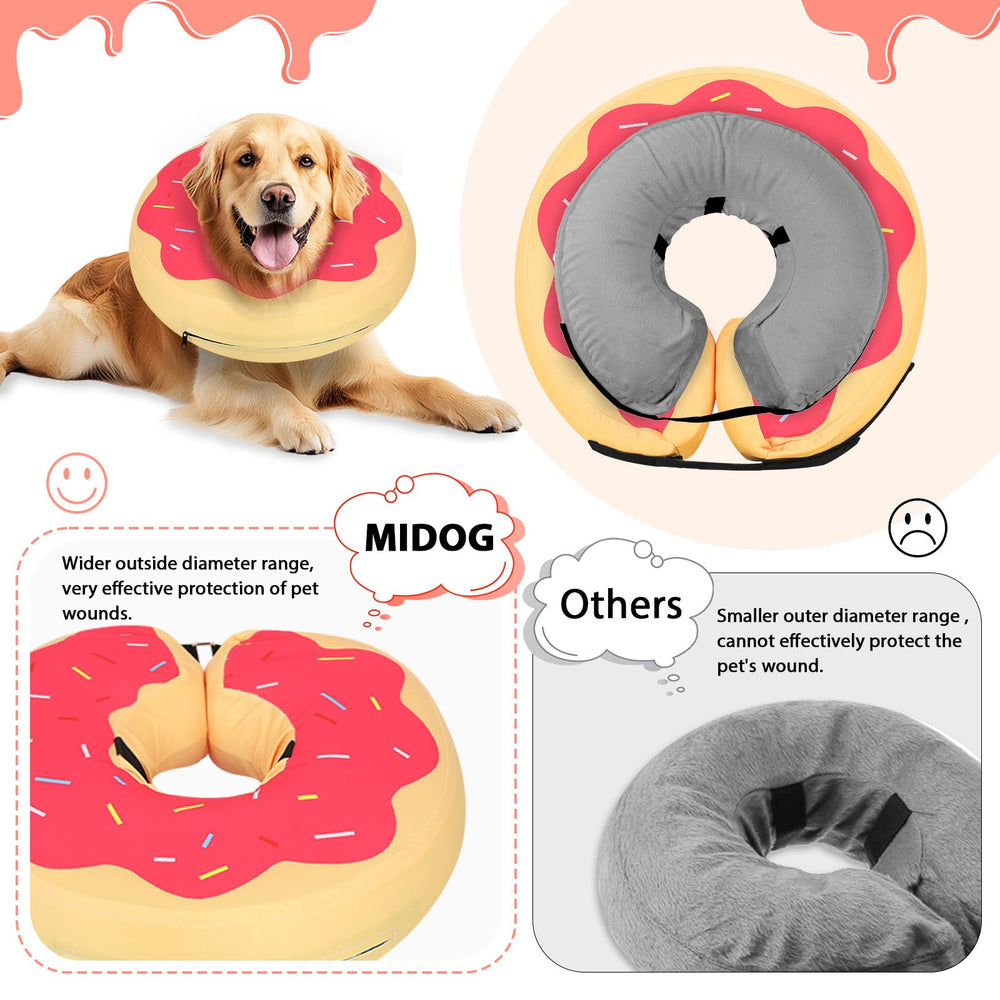 MIDOG Inflatable Dog Cone shown from a side angle.