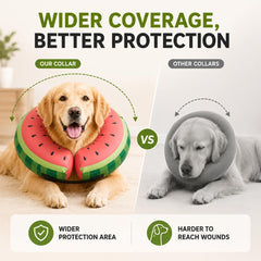MIDOG inflatable dog cone shown from a side angle.