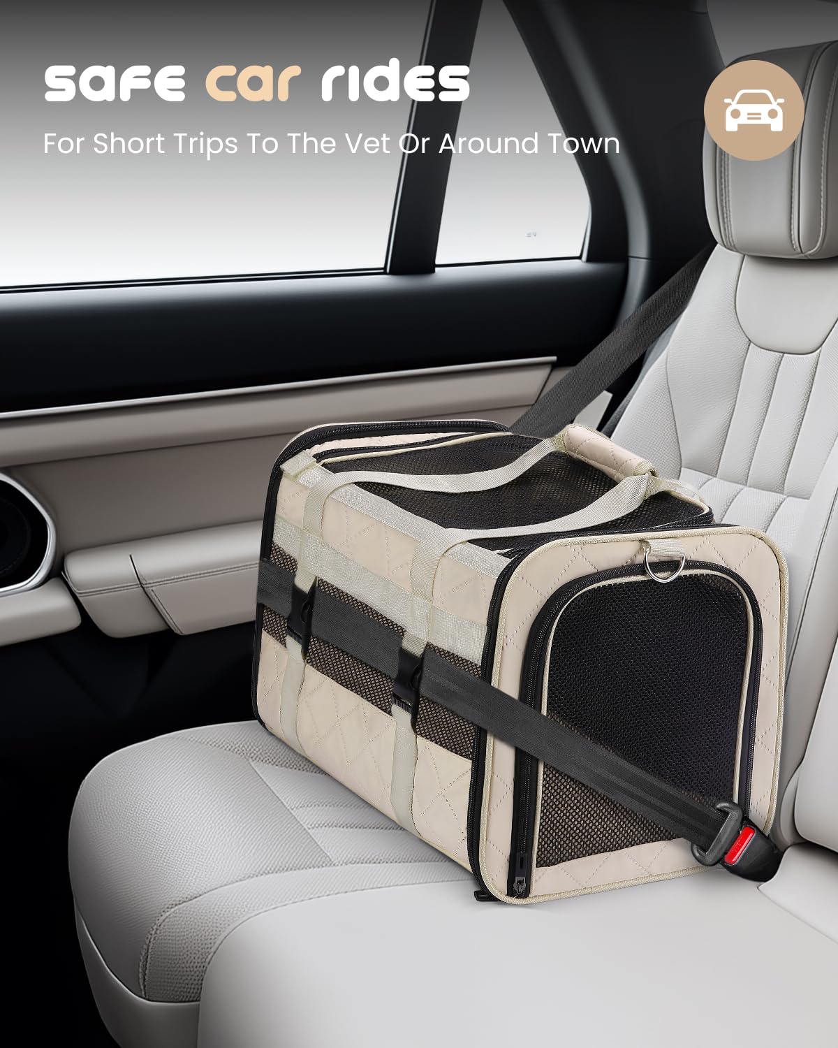 MIDOG soft cat carrier locking zipper and internal safety leash.