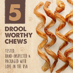 Mighty Paw Bully Sticks shown in a close-up view of the beef chew.