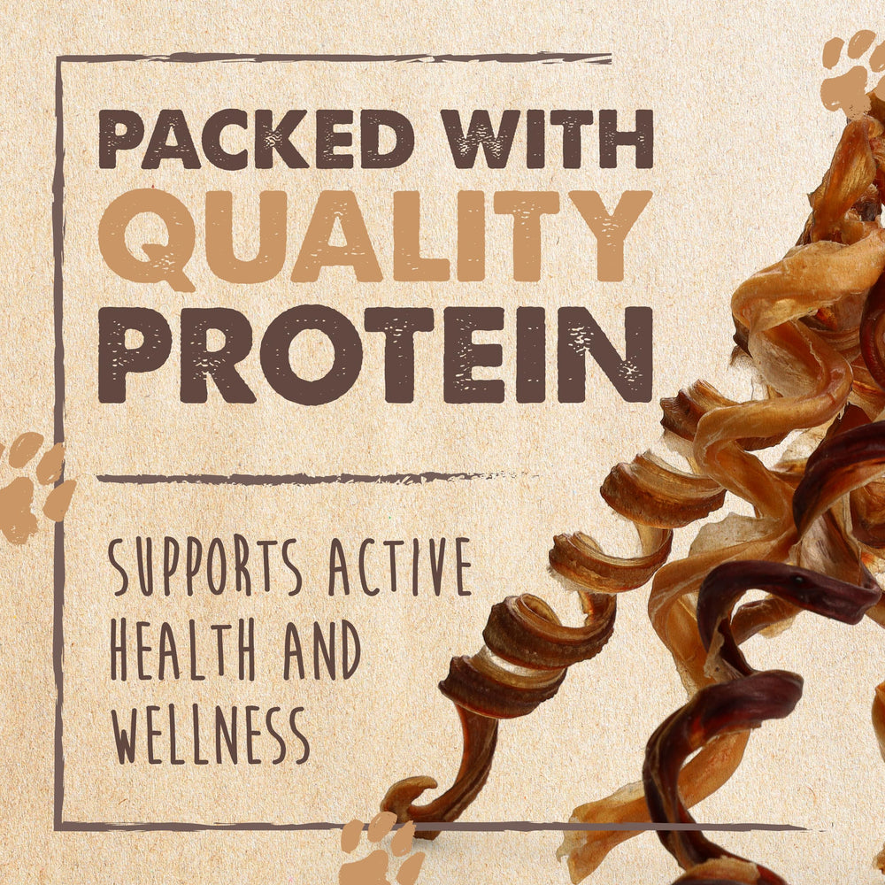 Mighty Paw Bully Sticks shown with their grass-fed, free-range beef sourcing.