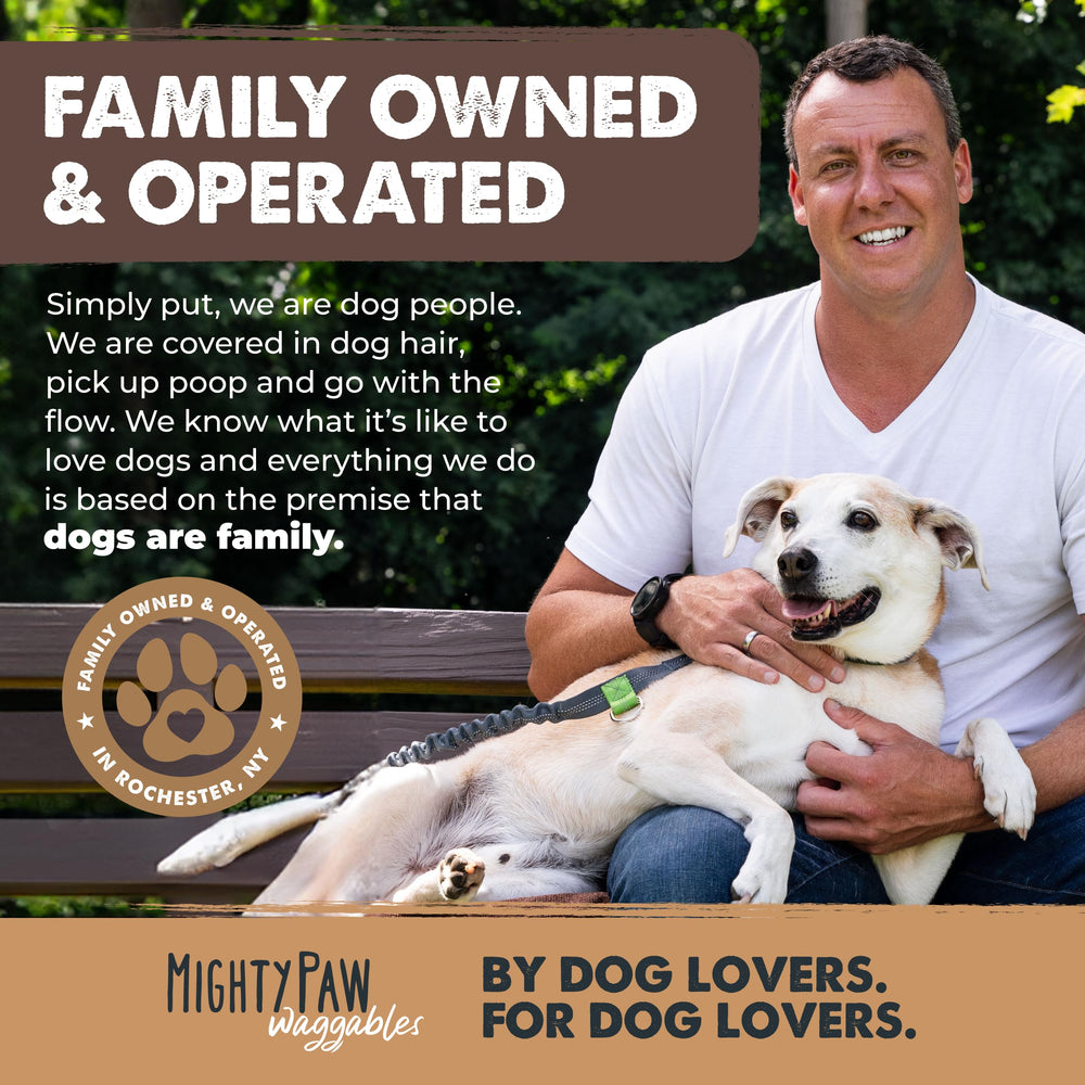 Mighty Paw Bully Sticks shown with their single-ingredient beef pizzle recipe.