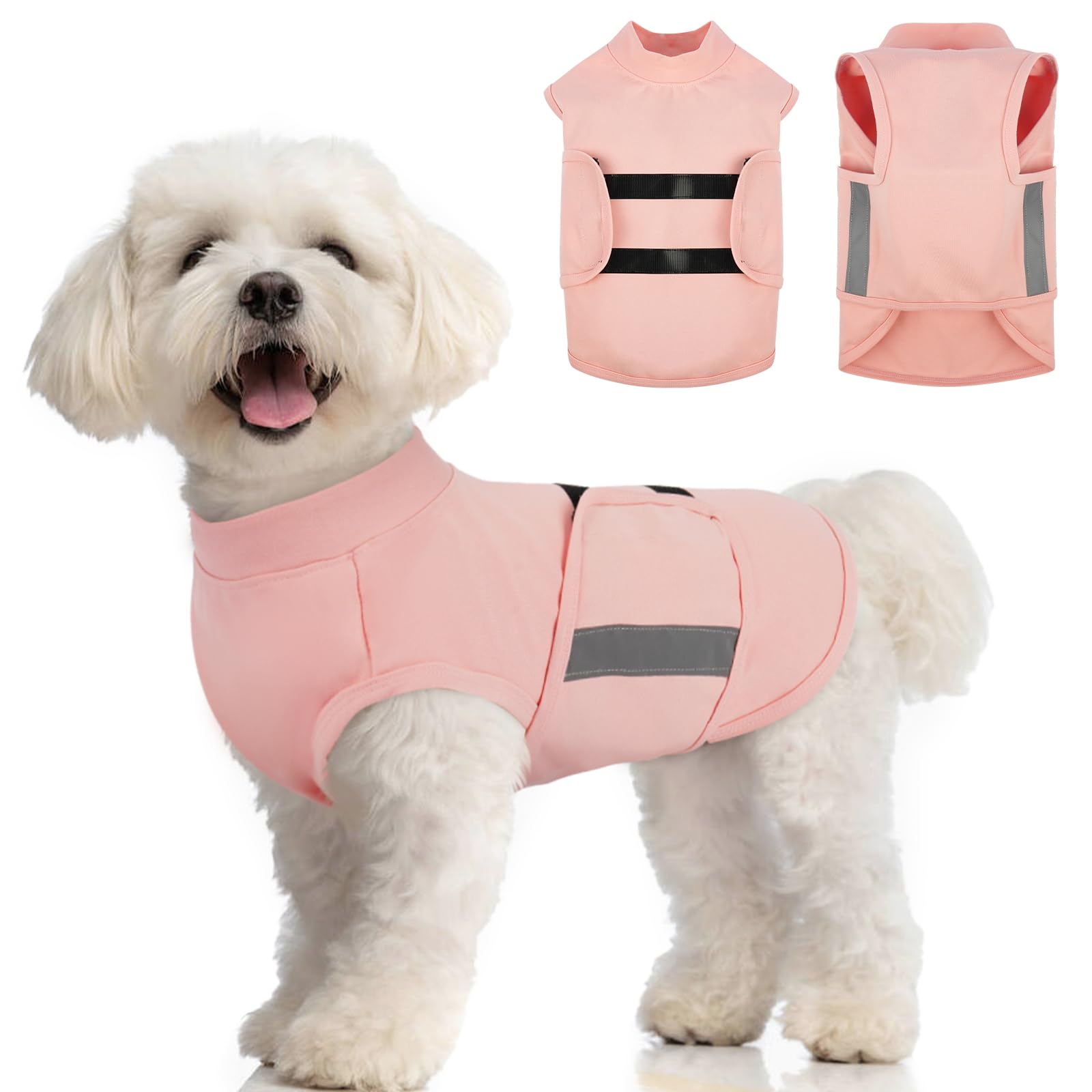 MIGOHI Dog Anxiety Relief Coat shown from the front in pink.