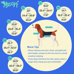 MIGOHI dog jacket shown from the rear.