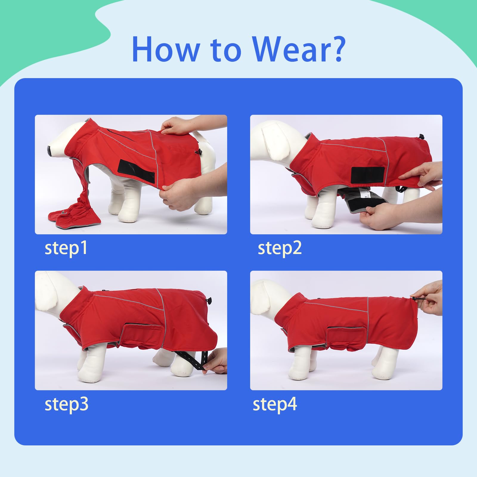 MIGOHI dog jacket shown on a dog outdoors.