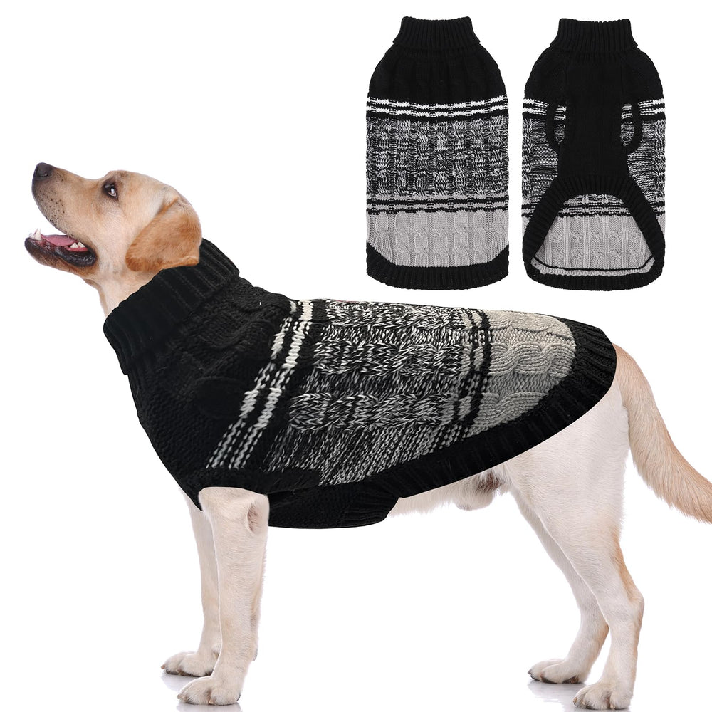 Mihachi dog sweater shown from the front in black.
