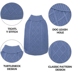 Mihachi dog sweater with its elastic high collar shown close up.