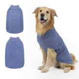 Mihachi dog sweater shown from the front in grayish blue.