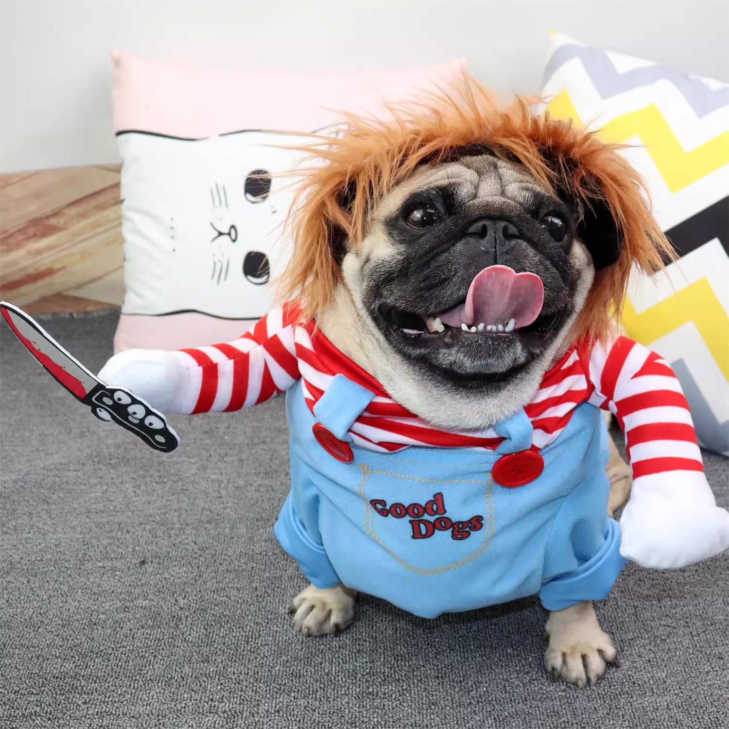 Mikayoo pet costume shown being worn by a dressed-up pet.