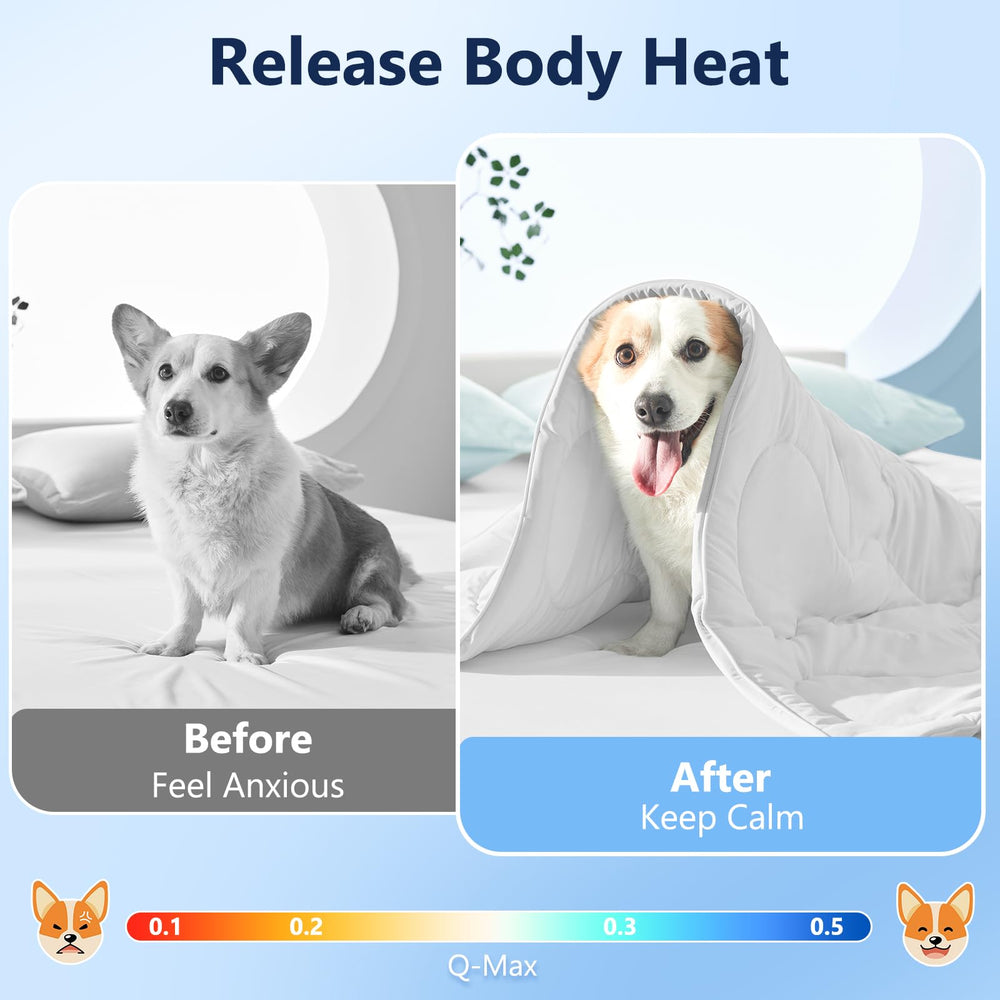 MIXJOY cooling pet blanket laid in a pet crate for summer rest.