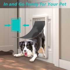 MOLYLY dog door replacement flap size guide showing the panel dimensions.