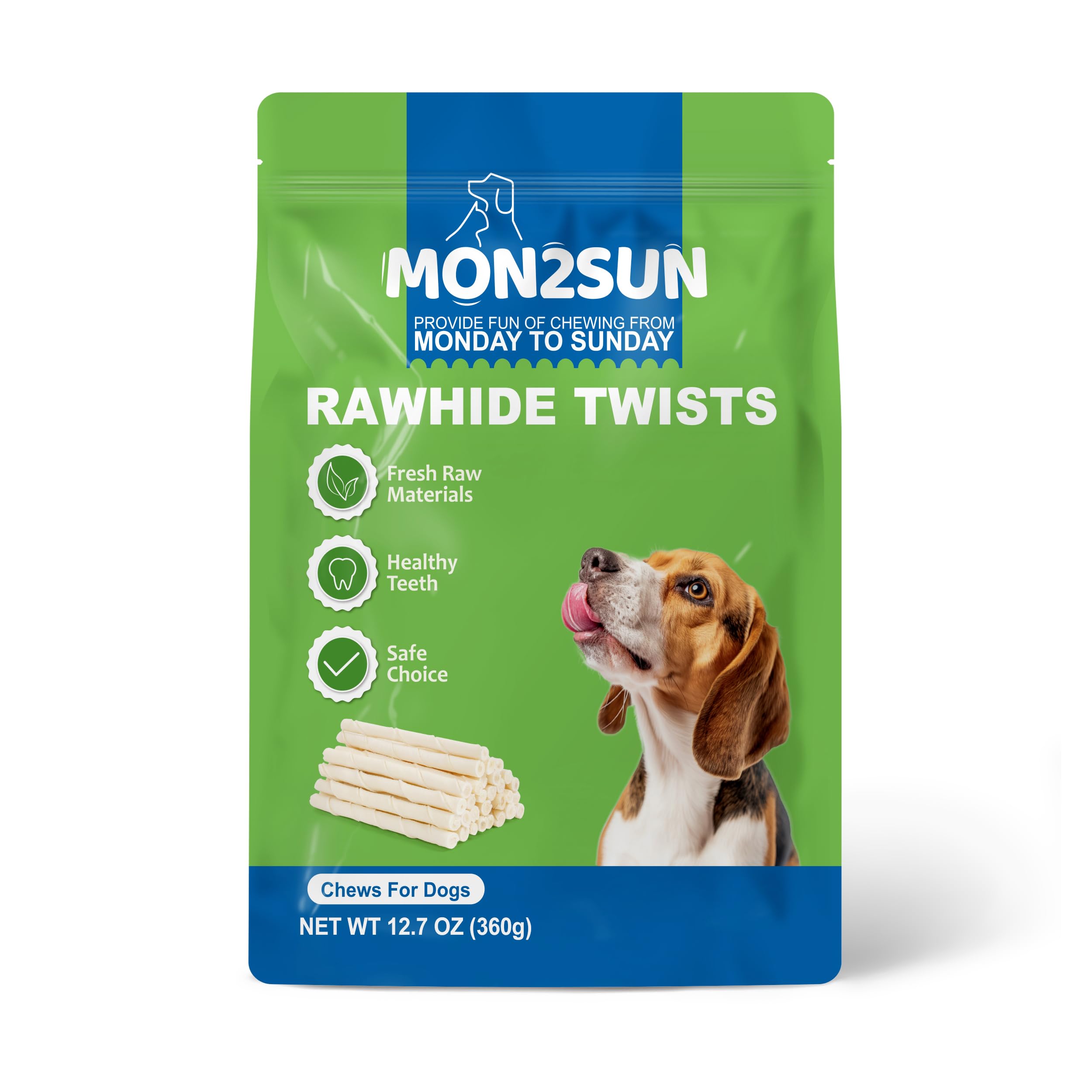 MON2SUN rawhide twist sticks shown from the side.