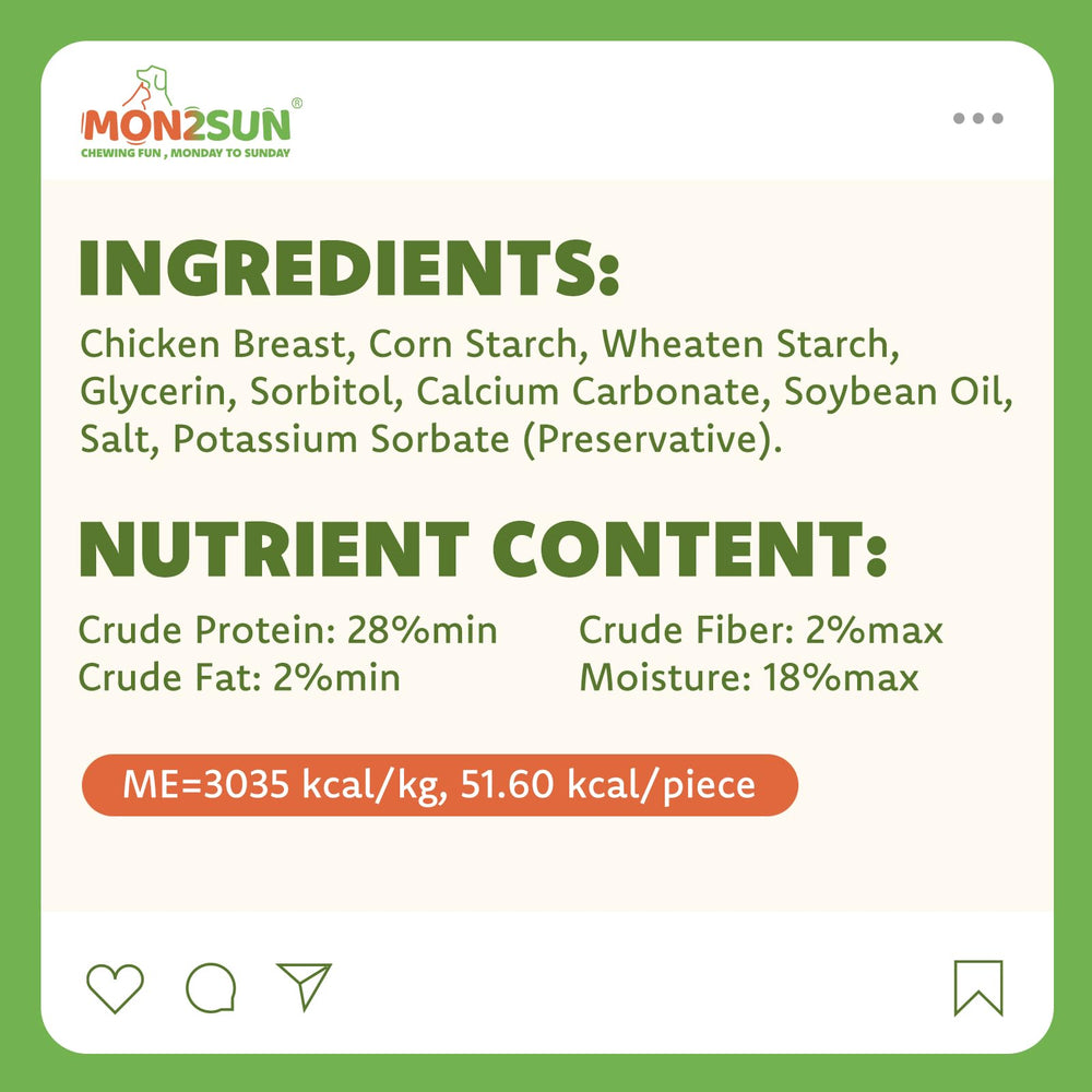 MON2SUN chicken-wrapped calcium bone with the soft calcium center in focus.