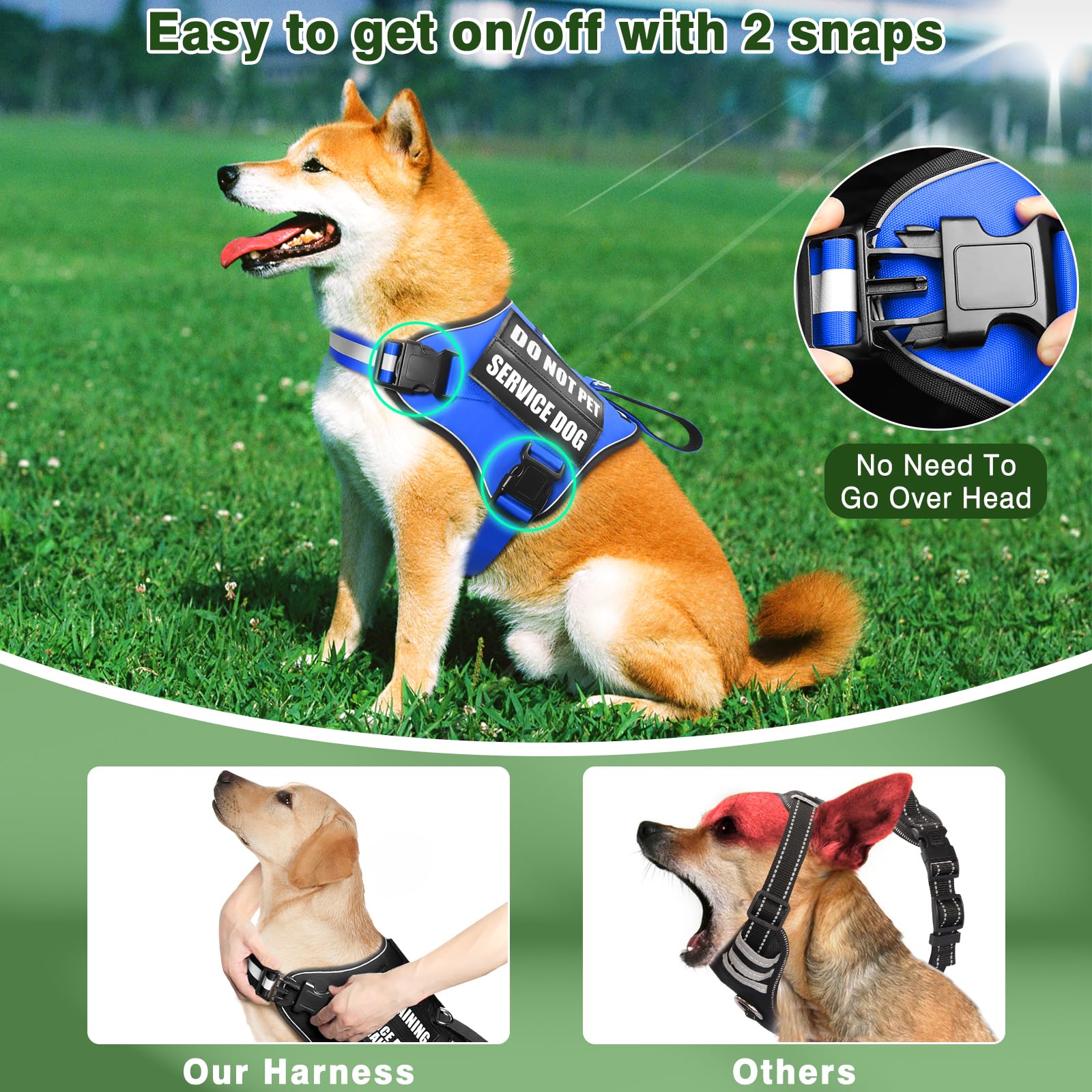 MOOGROU service dog harness patch assortment with glow-in-the-dark messages.