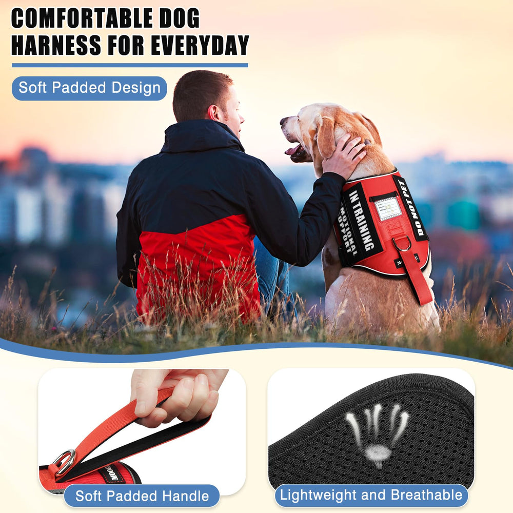 MOOGROU service dog vest harness with its reflective neck strip visible.
