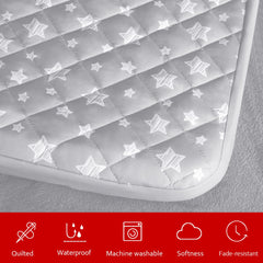 Moonsea dog bed cover close-up showing the light grey star pattern.