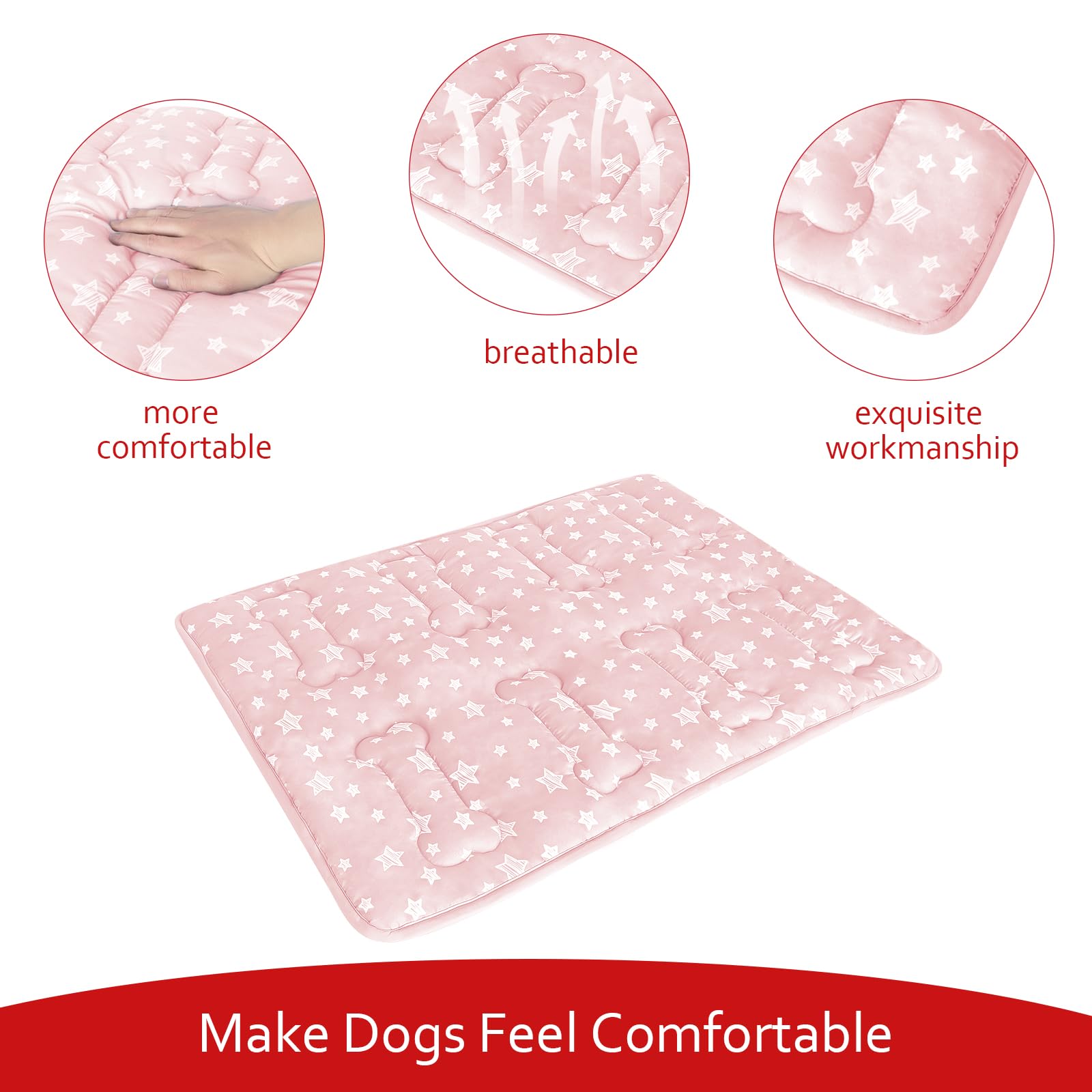 Moonsea Dog Crate Mat edge view showing the layered fabric construction.