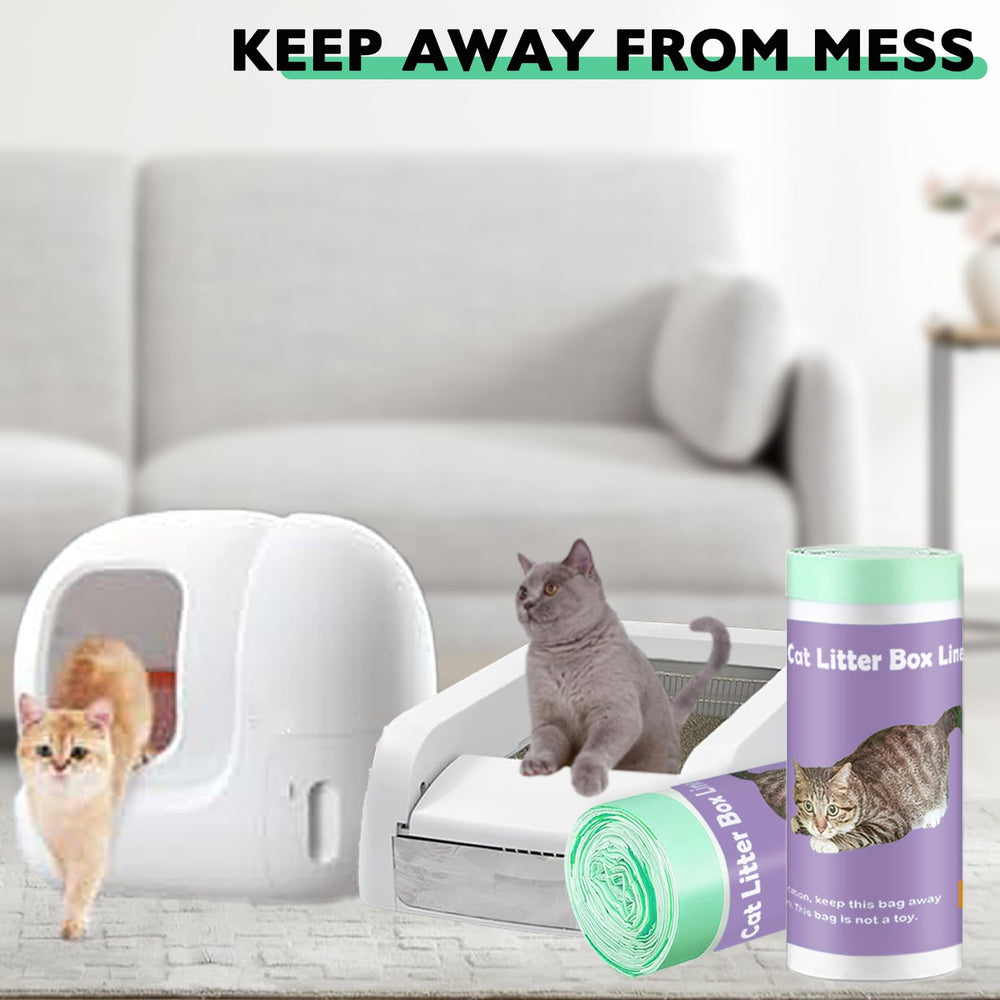 Mooydee cat litter box liners arranged as four rolls.