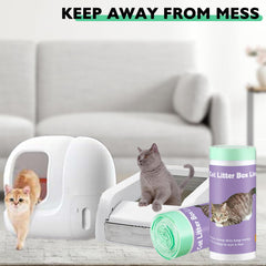Mooydee cat litter box liners arranged as four rolls.