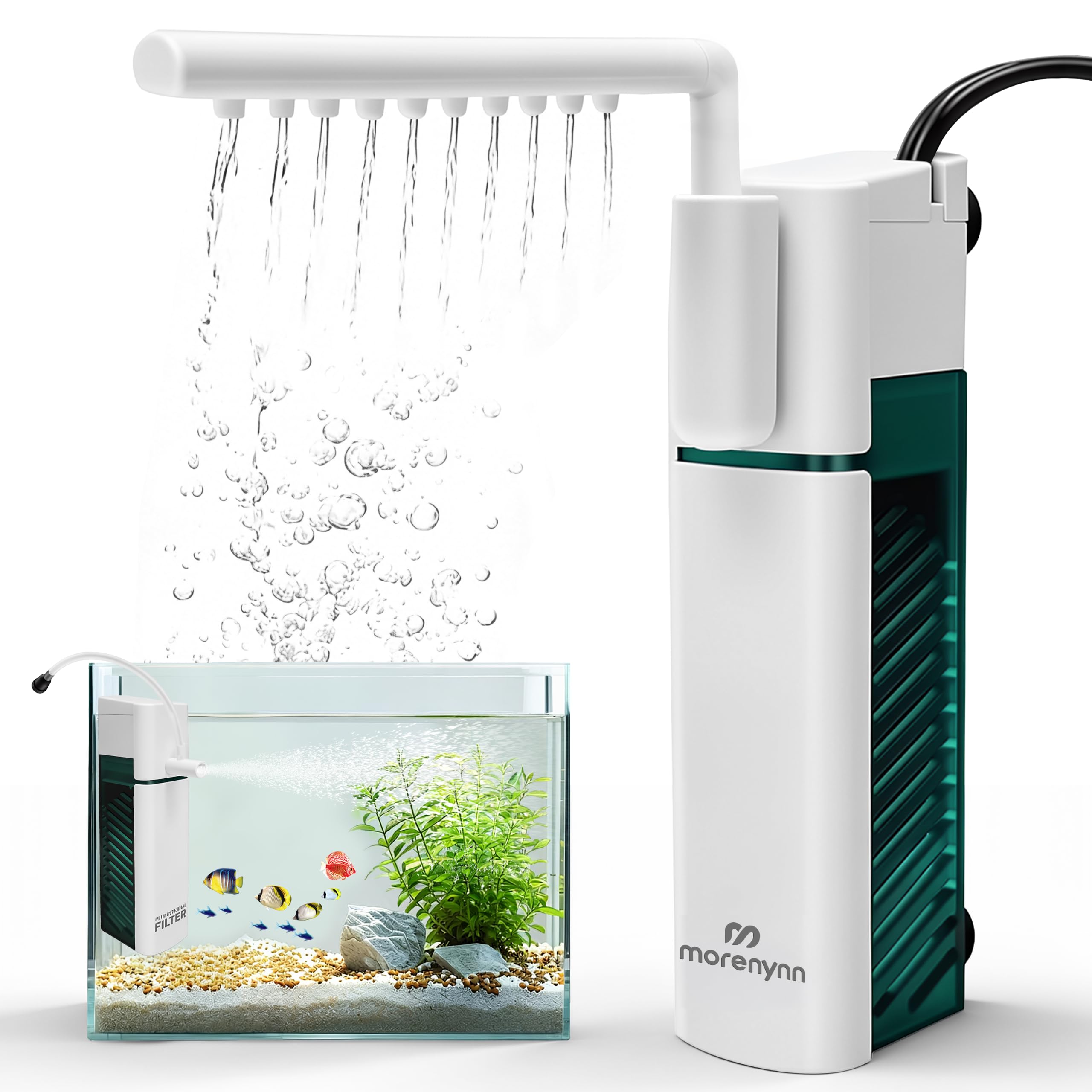 Morenynn small aquarium filter shown from the front.