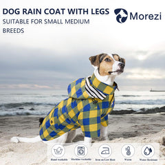 Morezi dog raincoat hood and drawstring shown in close-up.