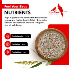 Morning Bird Sunflower Hearts & Chips package details shown on the bag.
