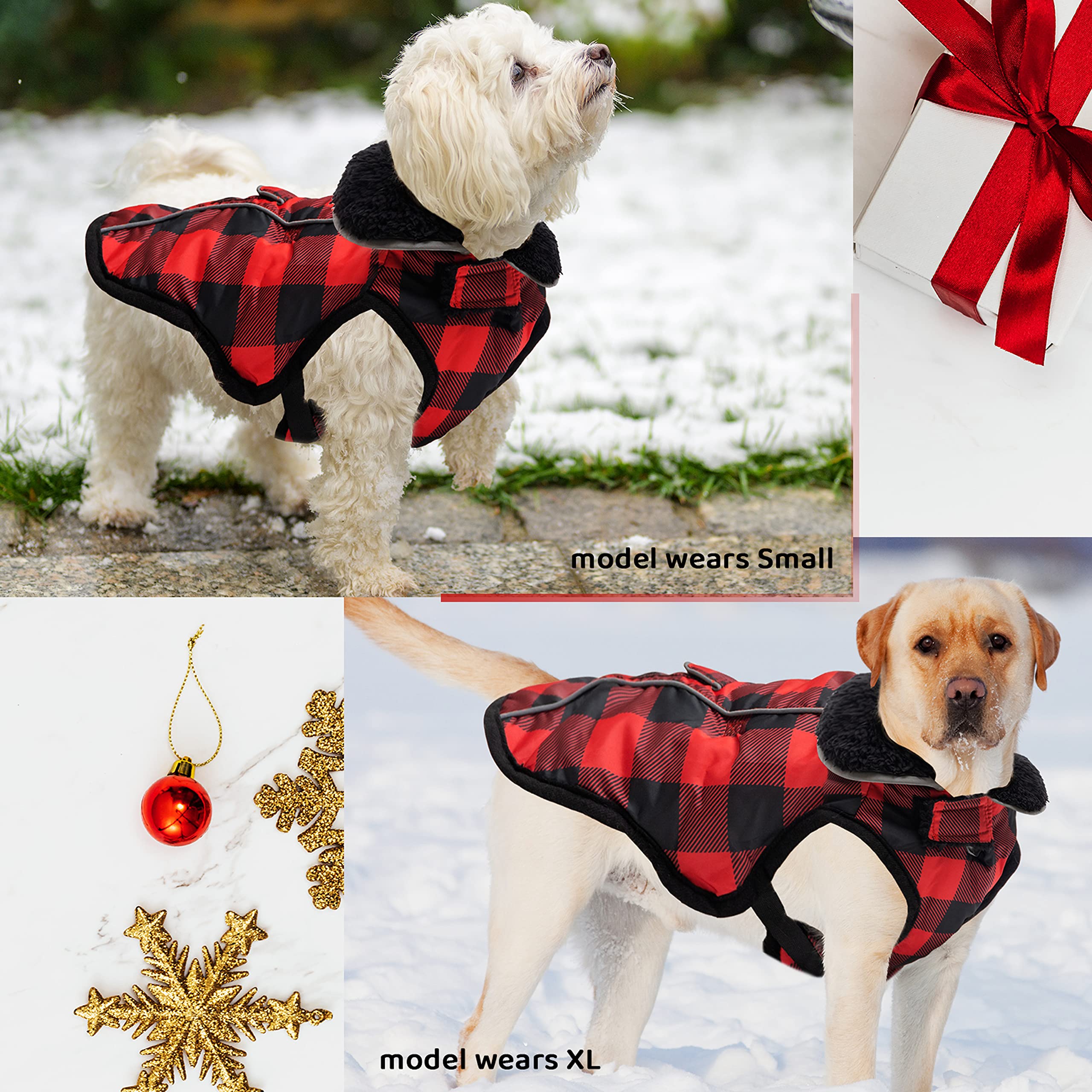 MOTZABO dog winter coat back pocket shown in detail.