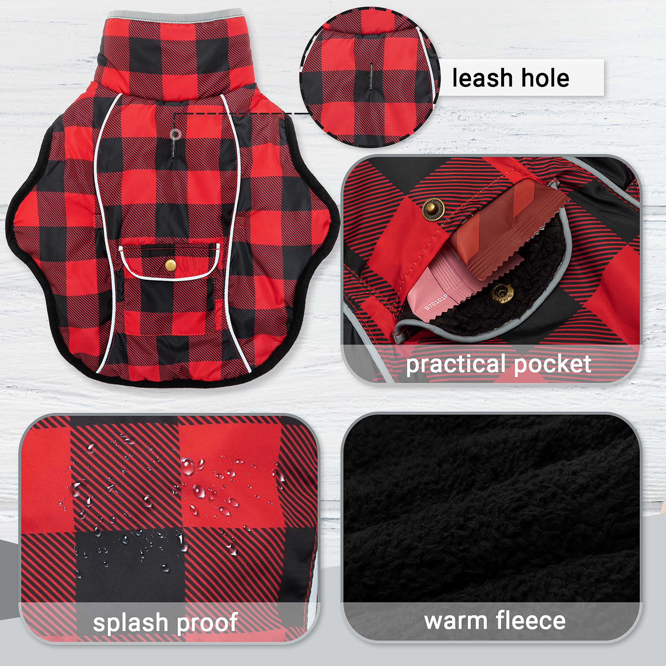 MOTZABO dog winter coat fleece lining shown in close-up.