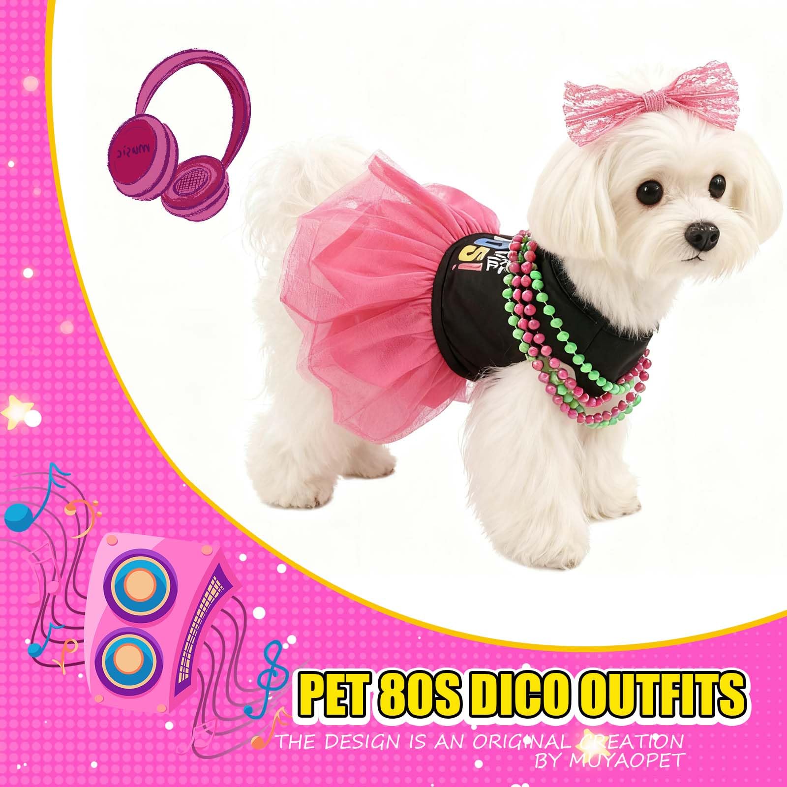 MuYaoPet 1980s dog dress showing the elastic belly band.