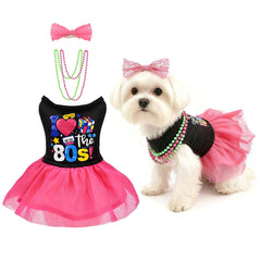 MuYaoPet 1980s dog dress shown as a complete costume set.