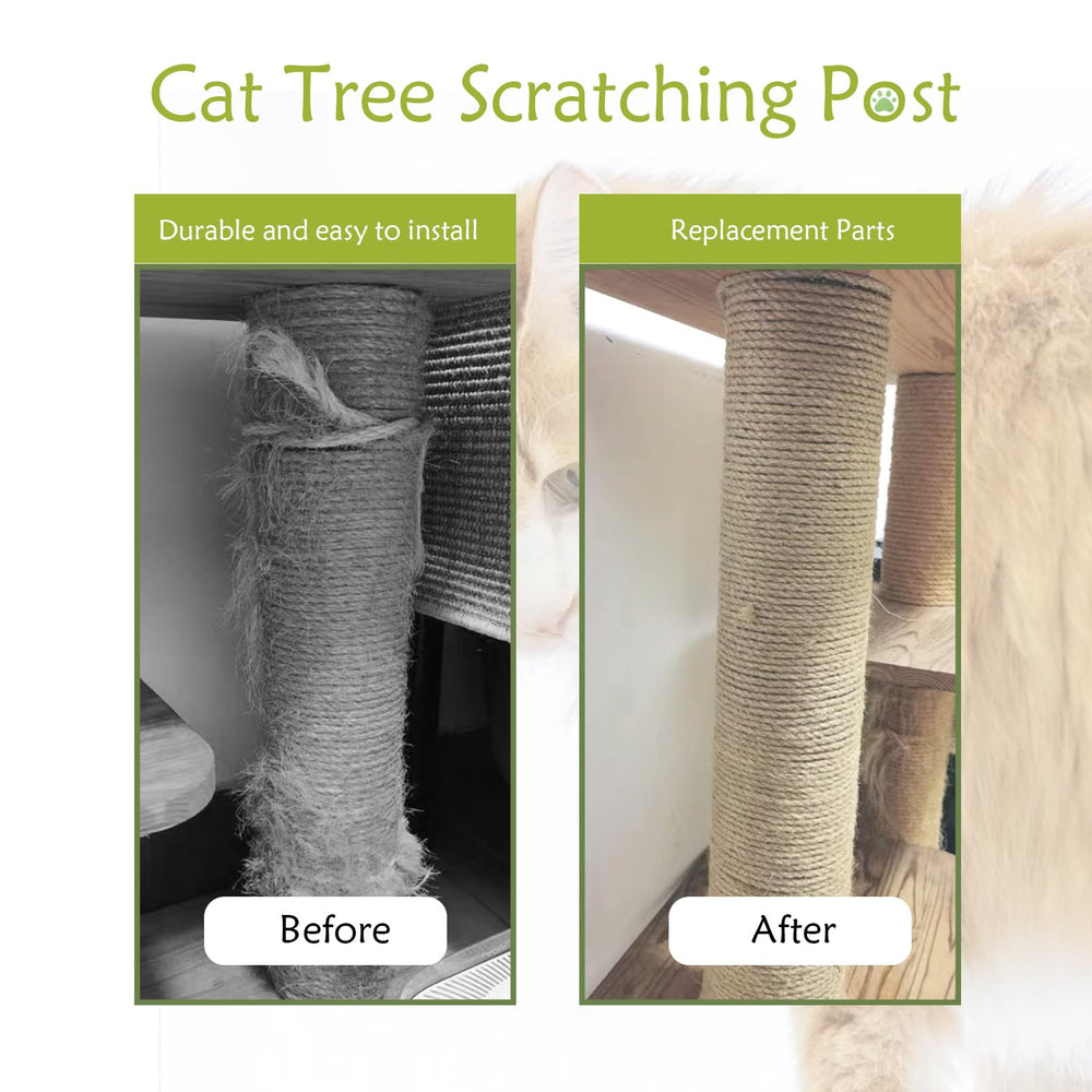 MUYG cat scratching post refill attached to indoor cat furniture.