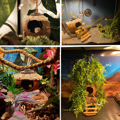 MUYG Gecko Coconut Hideout set featuring the flexible rattan decoration.