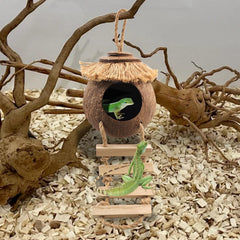 MUYG Gecko Coconut Hideout set featuring the large leaf decoration.