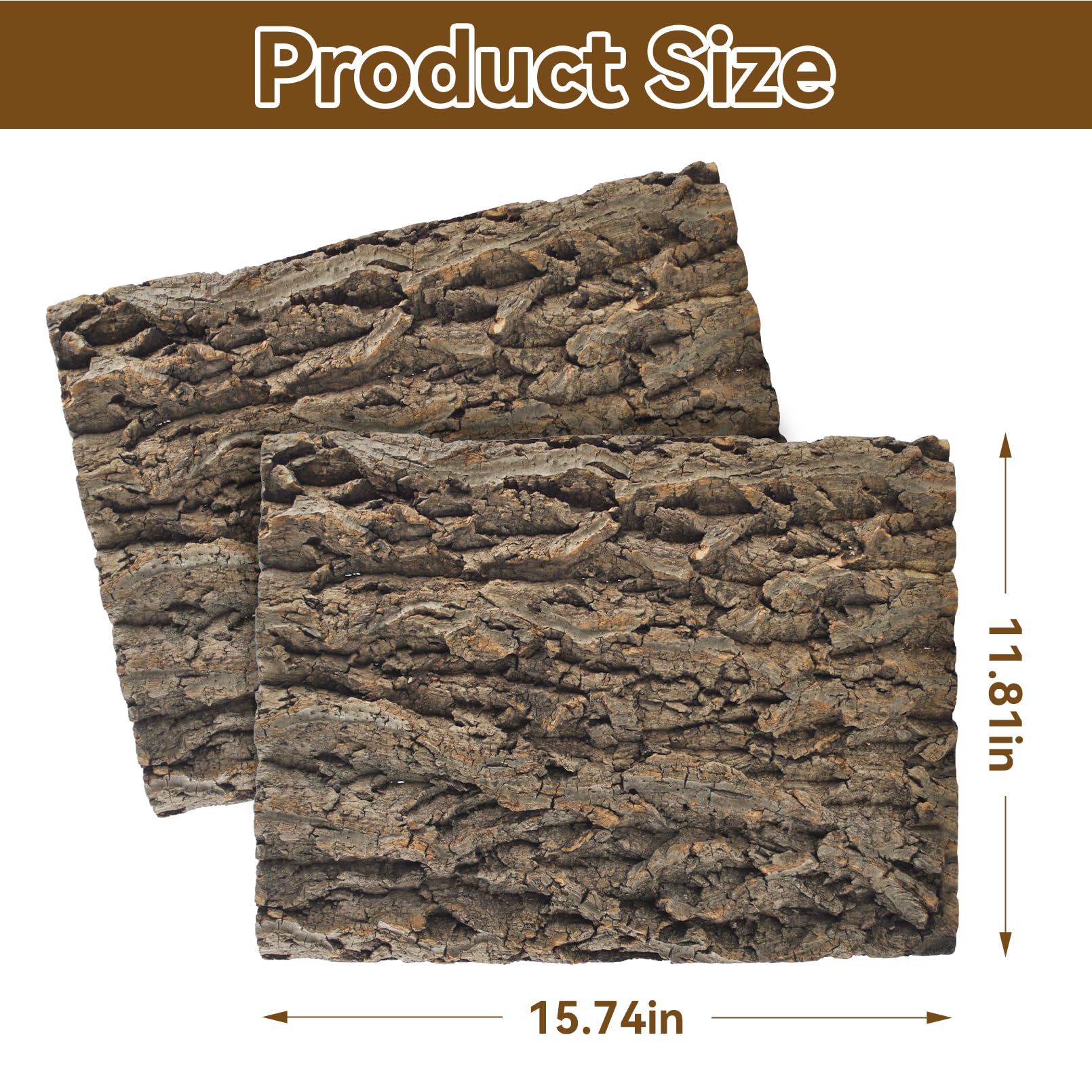 MUYG reptile cork bark background with a close view of its rough tree-bark-like texture.