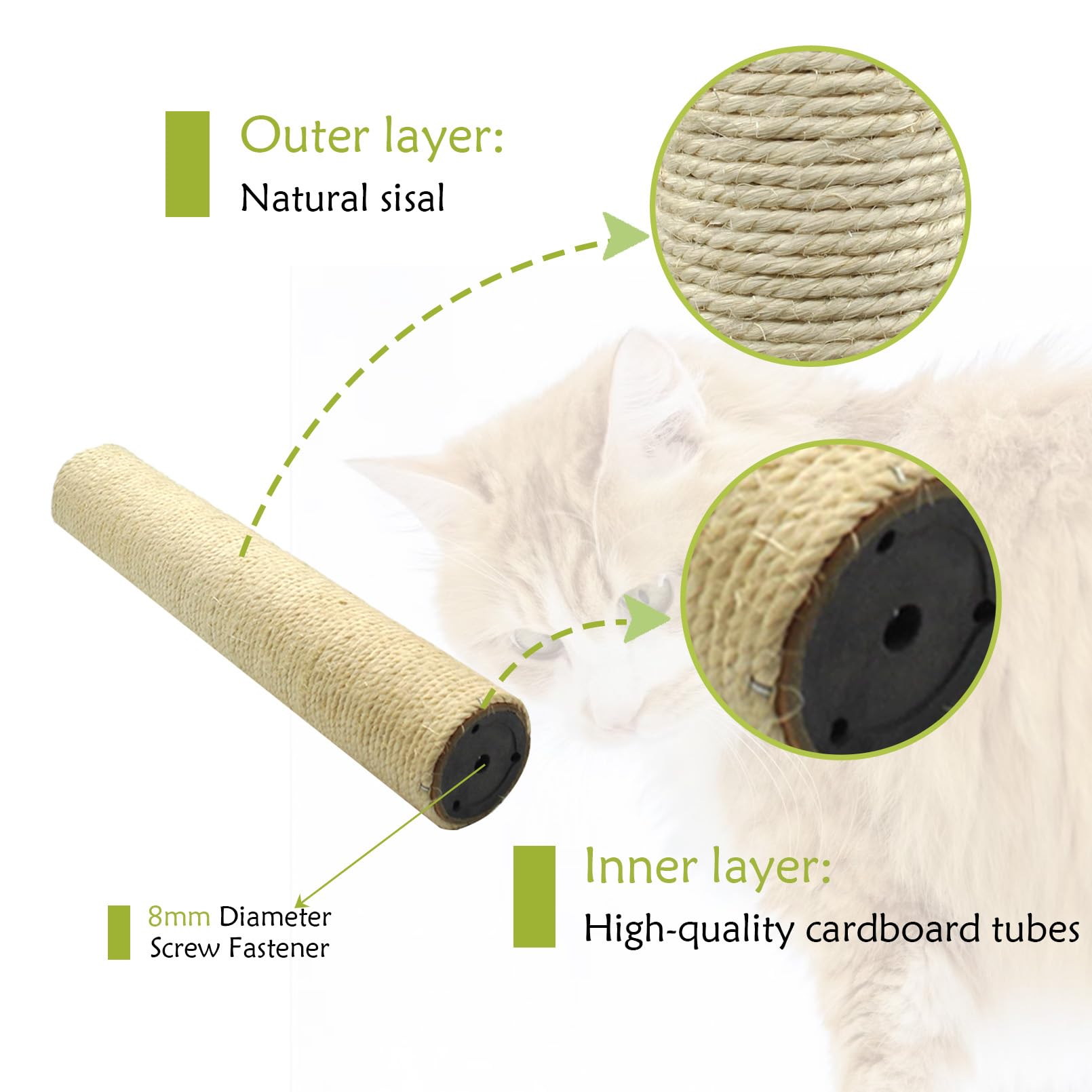 Close-up of the natural sisal surface on a MUYG cat scratching post refill.