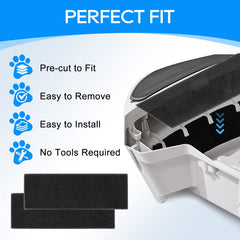 MyfatBOSS carbon filter shown fitted in a Litter-Robot 3 waste drawer.