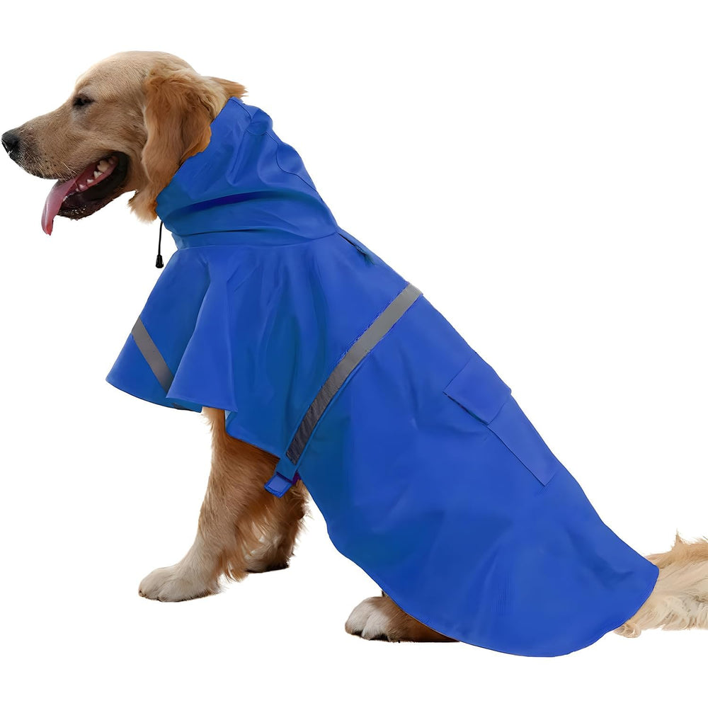 NACOCO dog raincoat shown from the front in blue.