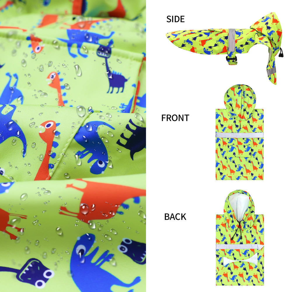 NACOCO dog raincoat back detail showing the reflective strip.