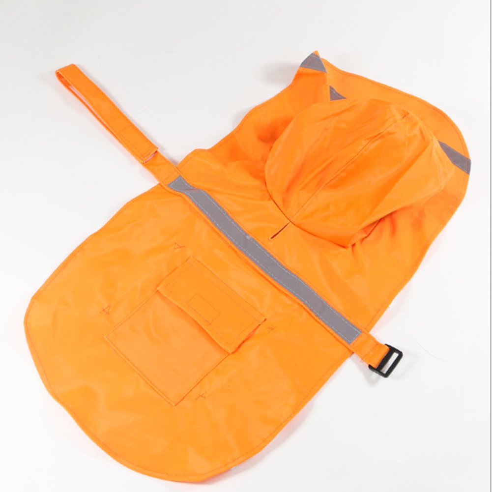 NACOCO dog raincoat showing the reflective strip on the back.